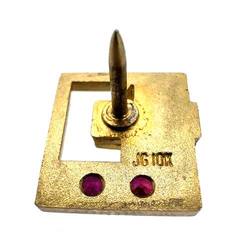 10K Yellow Gold Cross Ruby Tie Tack Pin - Picture 5 of 5