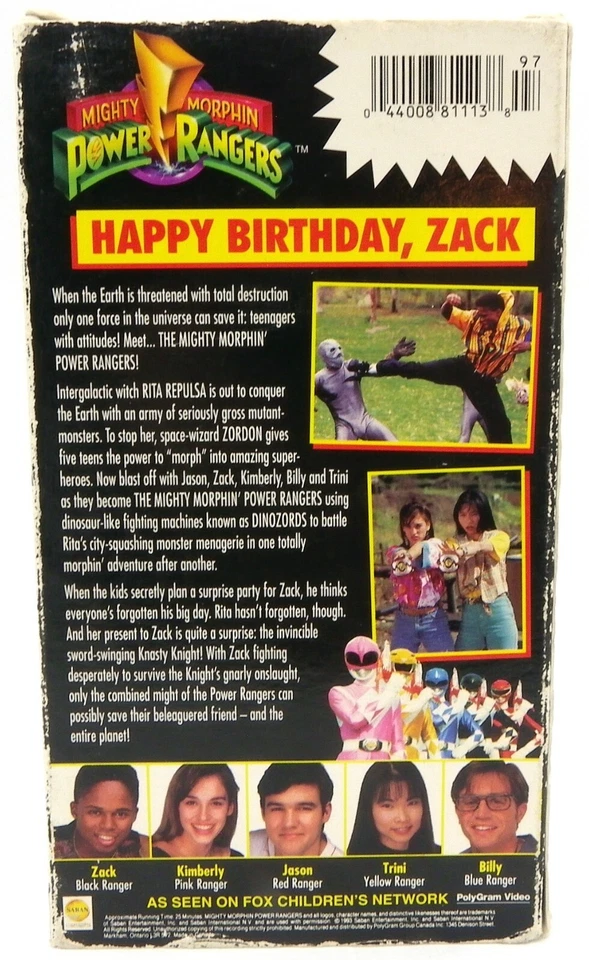Mighty Morphin Power Rangers Happy Birthday, Zack VHS 1993 Saban Entertainment - Image 3 of 4