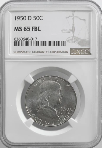 1950 D Franklin 50C NGC MS 65 FBL