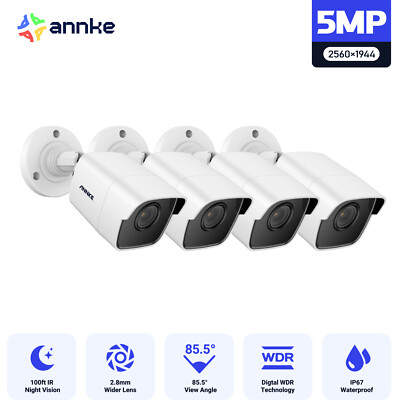 ANNKE 4x 5MP CCTV Security Camera Outdoor IR Home Survelliance Motion Detection