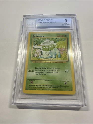 1999 Pokémon Base Set Unlimited Bulbasaur 44/102 BGS 9 MINT