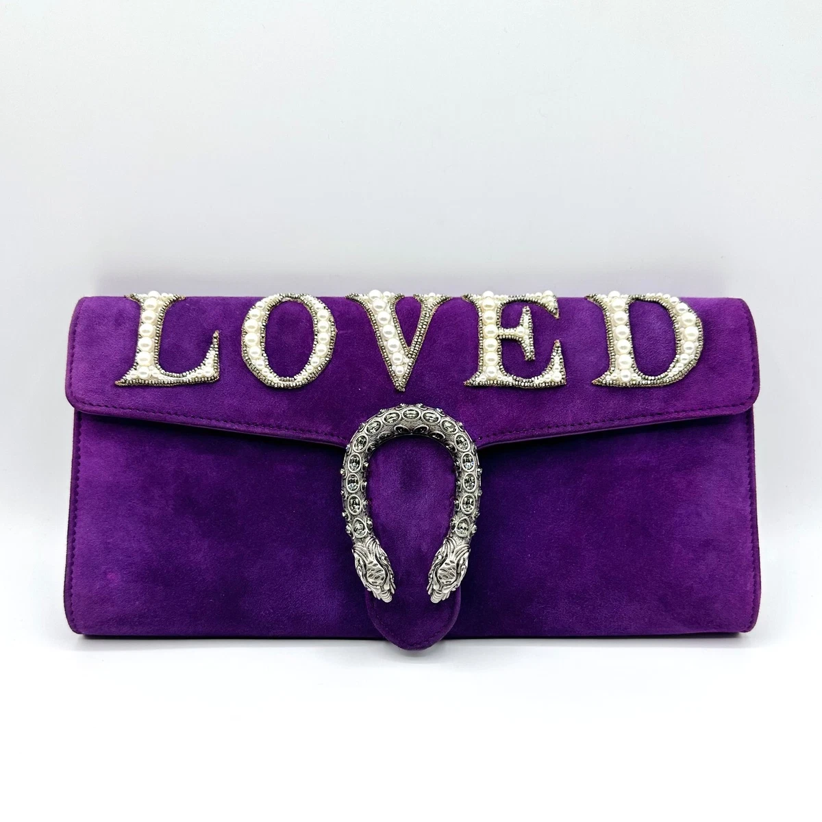 Gucci Dionysu Women's Purple Suede Pearl Loved Large Clutch Evening Bag  425250 | eBay