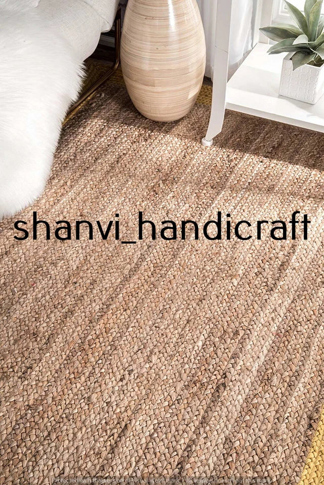 Natural Braided Rug Jute Rectangle 3x4 Feet Rug Home Decor Carpet Area Rugs Mat - Image 3 of 4