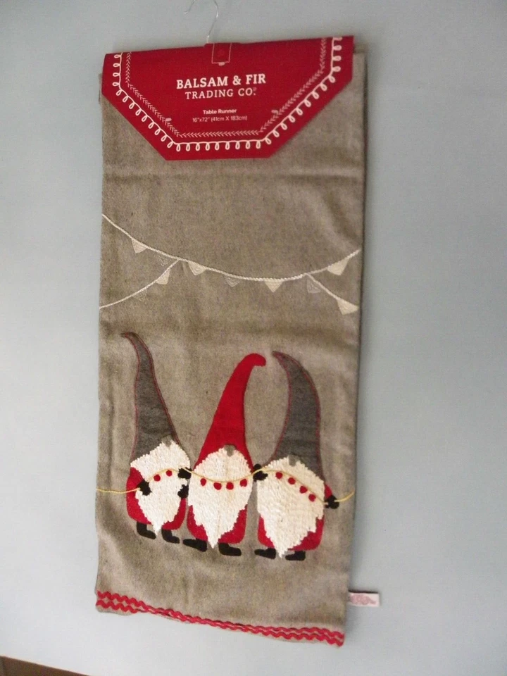 Christmas Table Runner Santa Gnomes Balsam & Fir Trading Co. 16" X 72" - Image 2 of 4