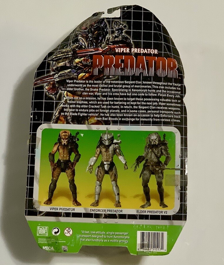 NECA Viper Predator 2014 Ultimate Alien Hunter Reel Toys W
