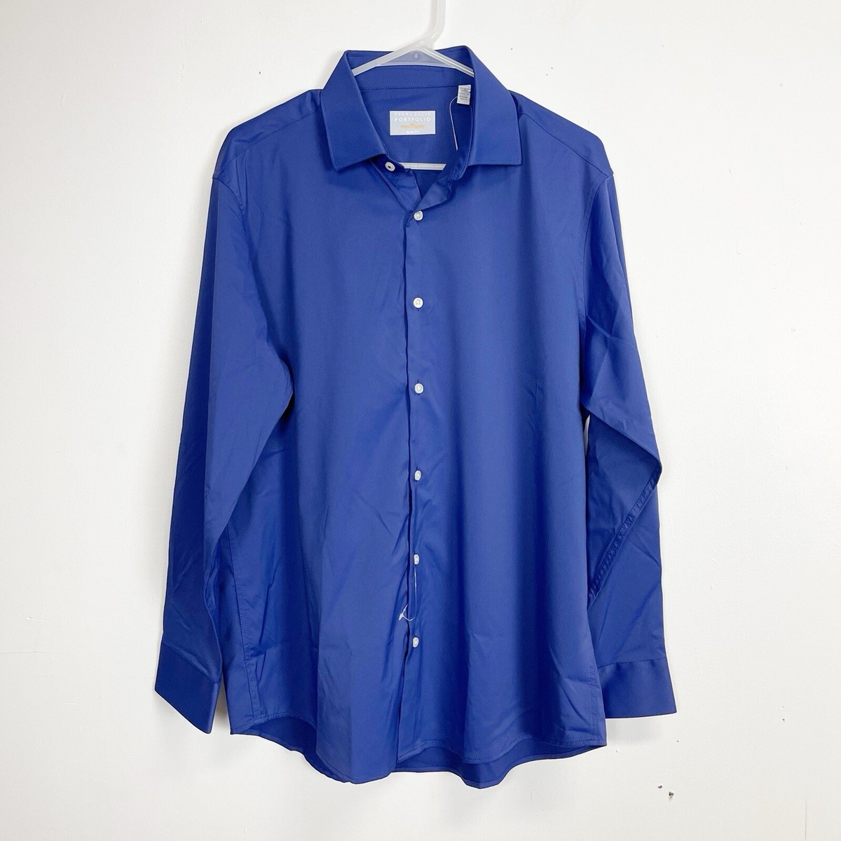Perry Ellis Portfolio Shirt Mens 16.5 32 33 Blue Long Sleeve Tech Slim NWOT  | eBay