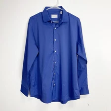 Perry Ellis Portfolio Shirt Mens 16.5 32 33 Blue Long Sleeve Tech Slim NWOT