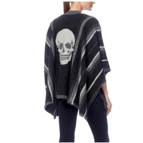 Open Cardigan Poncho Sweater Skull 