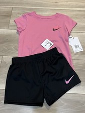 NIKE AUTHENTIC GIRLS ORIGINAL BRAND NEW 2Pc Tee  SHORTS SET Sz 6 NWT MSRP 40