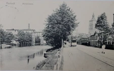 29980 Postcard Rostock Mühlendamm Street With Tram Factory Building 1918
