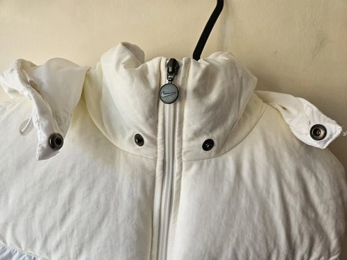 Vintage Nike Allure Down Puffer Vest Women’s XL White Cream Y2K Gilet Hooded image 16