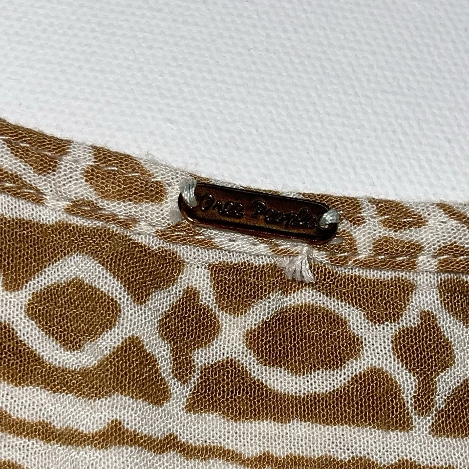 Top túnica Free People Boho floral a rayas de encaje M azul mostaza manga 3/4 campesino Foto 4 de 4