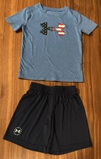 Under Armour Boys Red White Blue 2 Piece Short Set Size 5 Flag USA