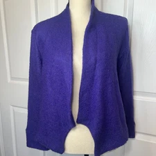 Antoine et Lili Confectionné en France Purple Mohair Wool Open Cardigan SIze 14