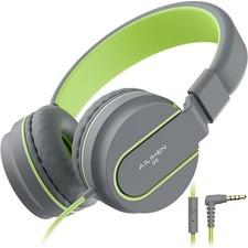 Cuffies Pliables Câblées Pour Enfants Gris Vert Jack 3,5mm