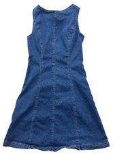 Shein Denim Jumper Dress Womens 2 BLue Sleeveless Open Back Sleeveless Boho 90s