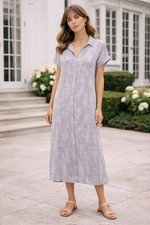 H by Halston Cover-Up Shirt Dress Small Gray Semi Sheer Tie Dye Button Front