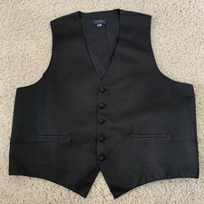 Mel Howard New York Vest Mens Size 2X Black Waistcoat 5 Fabric-Covered Buttons