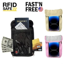 Passport Neck Holder Pouch Cover RFID Blocking Travel Wallet Case Security Bag