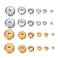 20 PC Stainless Steel Spacer Beads 3  10mm Flat Round Big Hole Loose Beads DIY