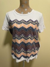 Preloved Missoni Women's White / Striped T Shirt Size L