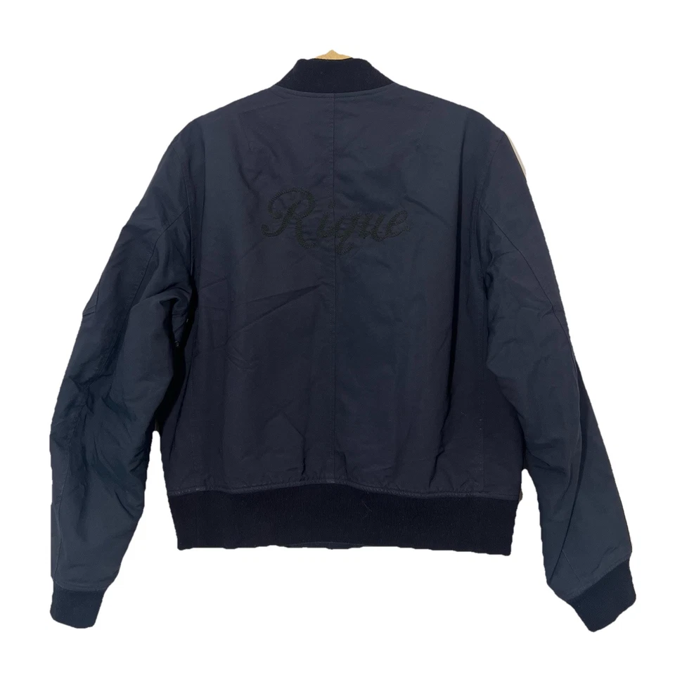 Rag & Bone Bomber Jacket Mens L Blue Wool Blend Embroidered Full Zip Casual - Image 2 of 4