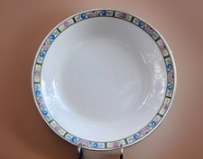 Antique Steubenville China Soup Bowls 8” Gold Trim Floral Pattern 1920s Set of 2