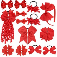 School Hair Accessories Set 14 Pcs Uniform Hair Bow Headbands Clips Hair Ties Re