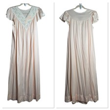 Vintage Shadowline Pink Nightgown With Lace  Pink Flowers Whimsical Small