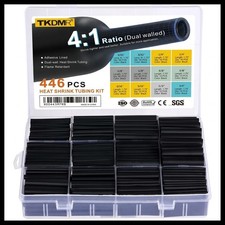 446 Pcs Heat Shrink Tubing Kit-3:1/4:1 Ratio Adhesive Lined Marine Grade Shrink