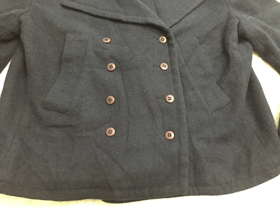 G.H. Bass & Co. Wool Jacket Mens S Small Black Lined Shoulder Pads Button Up - Image 2 of 4