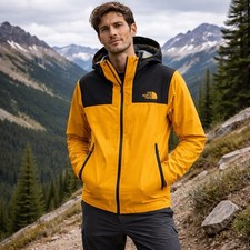 The North Face Leonidas 2 Jacket Mens Small Yellow Black Hood Shell