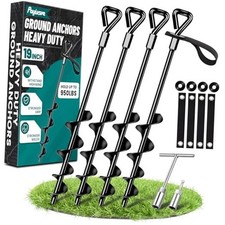 19-Inch Ground Anchors Heavy Duty, Trampoline Stakes Anchors Screw-in 4x19in