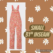 NEW WOMENS DULUTH HEIRLOOM GARDENING BIB OVERALLS SEED PACKETS SMALL 31  INSEAM