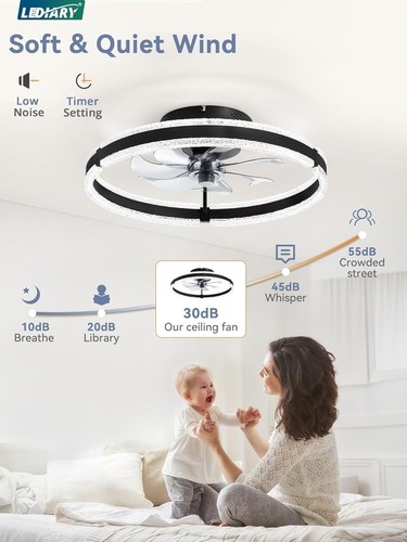 20" Ventilador De Techo Con Luz LED y Control Remoto Moderno Para El Cuarto Sala - Picture 4 of 12