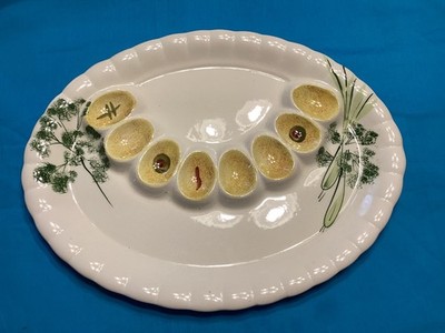 Los Angeles Pottery Deviled Egg Platter Tray  MCM Vintage Made in USA