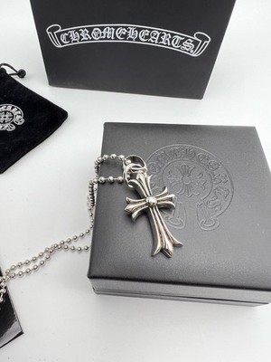 Chrome Hearts Smooth Bead Cross Necklace 925 Silver Chain