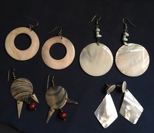 BEACH WEAR - SHELL EARRINGS - 4 PAIR - ALL Pierced - Seaside Vacation Jewelry
