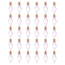 30 Pcs Small Cute Teardrop Mini Glass Bottles Jars with Cork Stopper, Pink
