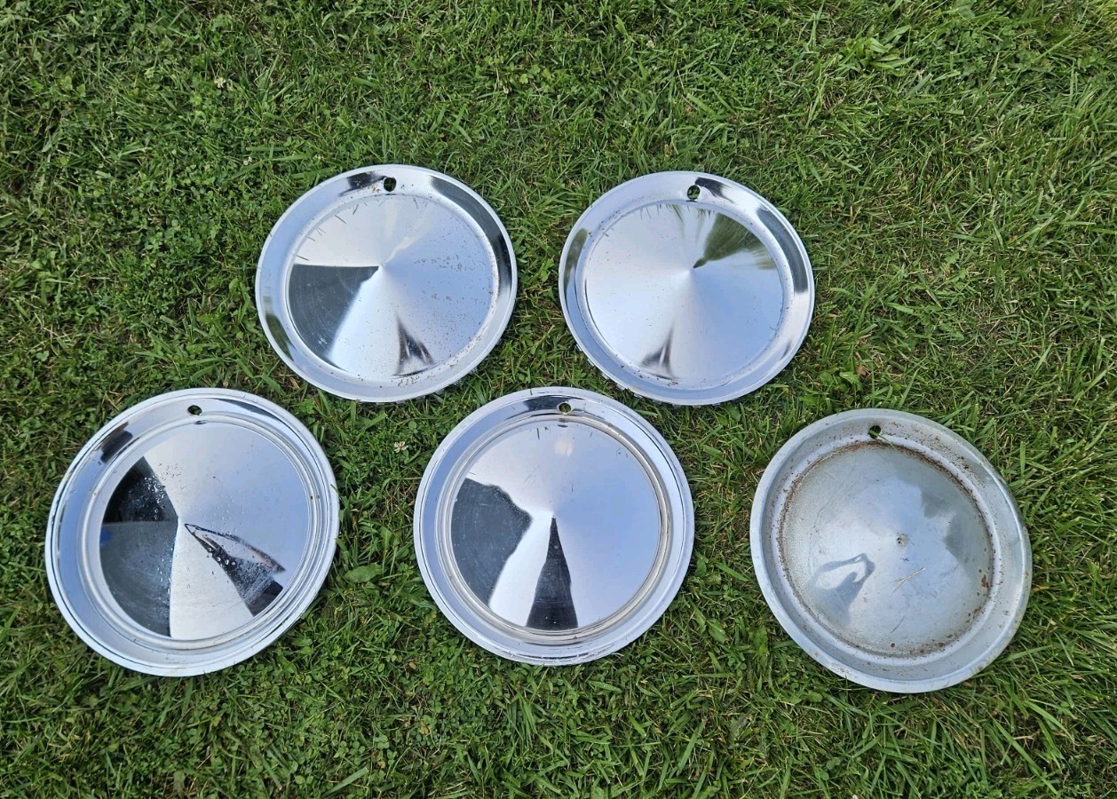 Set of 5 14" Universal Chrome Hubcaps Wheel Covers Trailer Camper Hotrod 4