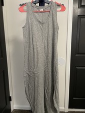 Gap Women's Gray Sleeveless Tank Dress Scoop Neck Pullover Long Knit Size M