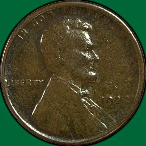 1922 No D Weak Reverse Die Pair 3 Lincoln Cent Very Fine VF Coin Cleaning #33645