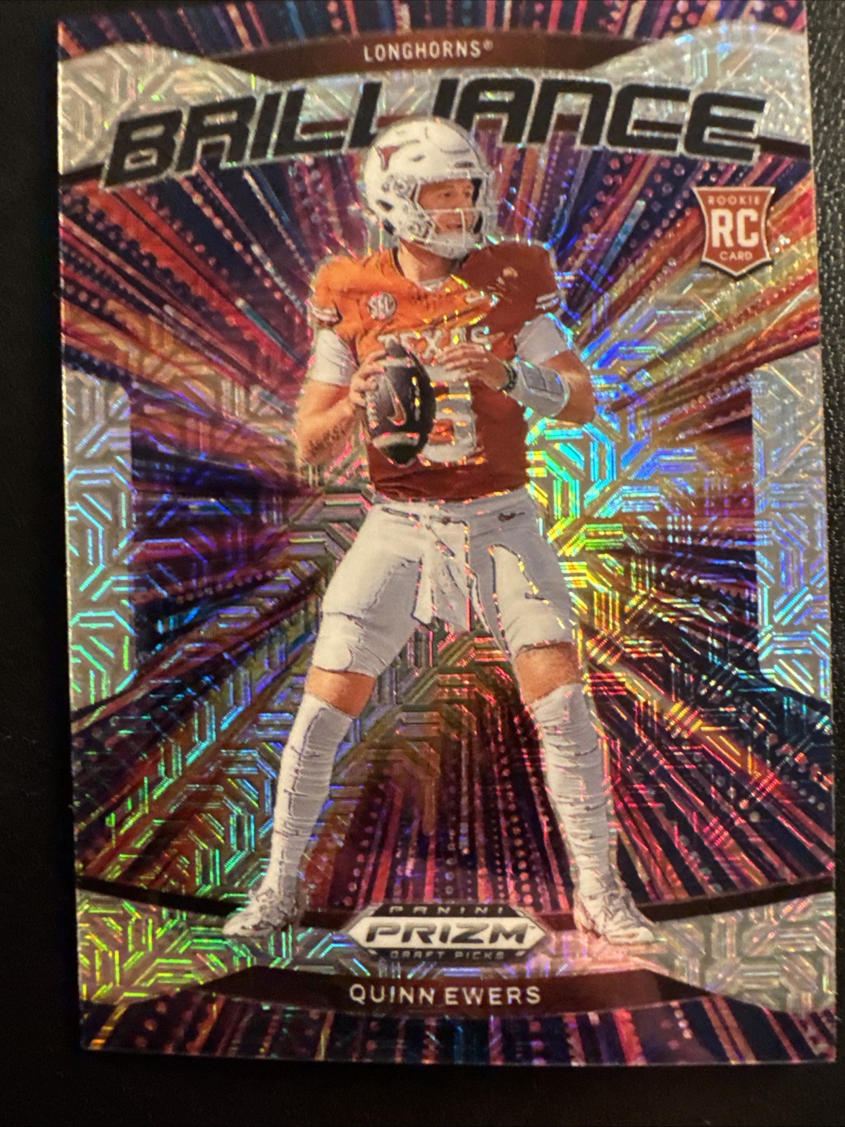 2025 Panini Prizm Draft Picks Brilliance #15 Quinn Ewers Mojo Prizm RC /25