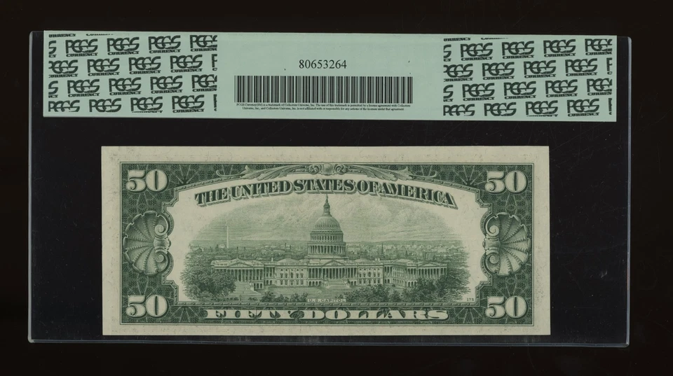 DBR 1950-E $50 FRN Chicago Fr. 2112-G PCGS 63 PPQ Serial G17496193A - Image 2 of 2