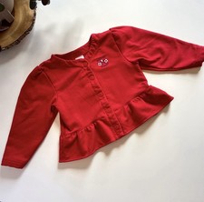 Vintage Oshkosh 90’s USA Made Red Sweatshirt Peplum Cardigan | Size 6