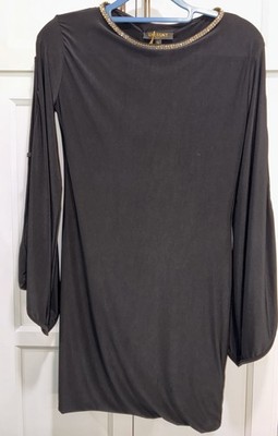 Women s Valiant Paris Lisa Mini Dress Black Large NWT Beaded Neckline Stretch