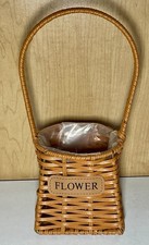 Wicker Look Square Flower/Plant Basket With Handle  Plastic Interior