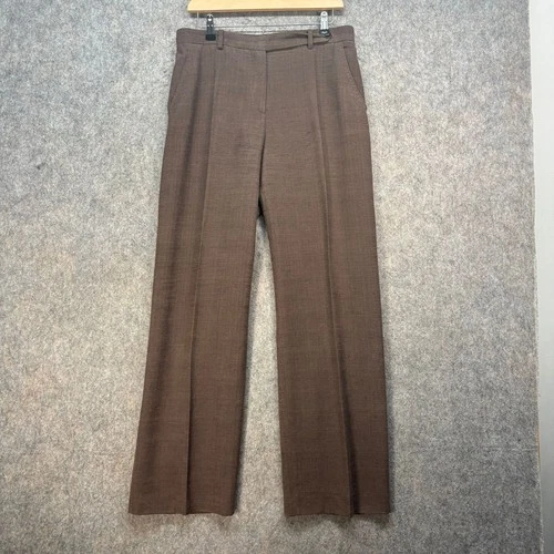 Max Mara Trousers Womens Size UK 14 Brown 100% Silk Pleated Dress Designer ITA