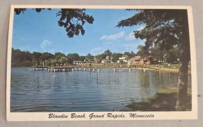 Blandin Beach and Park Forest Lake Grand Rapids Minnesota Vtg Postcard AS IS S14