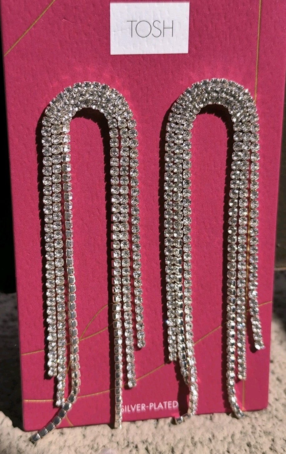 Elegant TOSH Silver Plated Crystal Earrings
